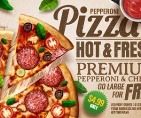 Delicious pizza poster vector illustration