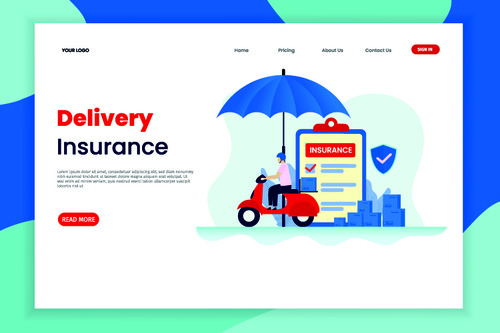Delivery insurance banners with isometric vector illustration