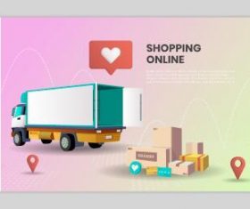 Design online shopping landing page template vector