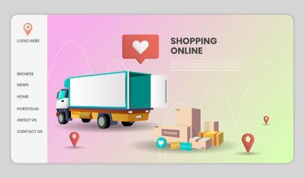 Design online shopping landing page template vector