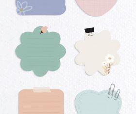Different shape and color reminder notes on textured paper background vector