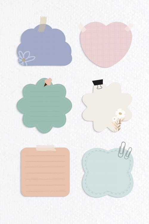Different shape and color reminder notes on textured paper background vector