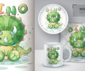 Dino merchandising mockup print t-shirt vector