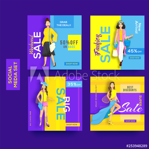 Discount sale poster design template vector