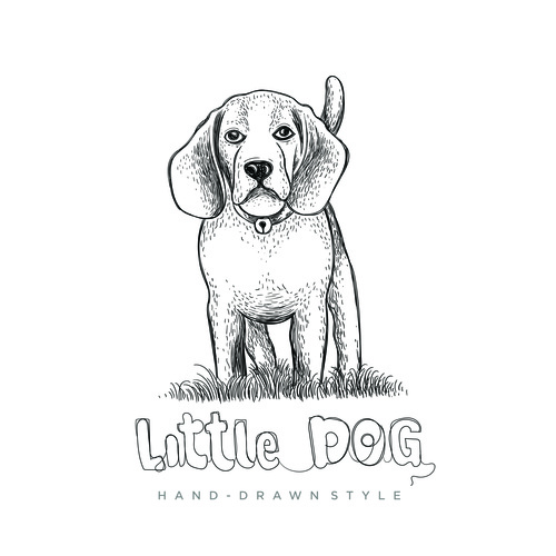 Dog hand drawing illustration black and white vector