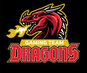 Dragon head fire breathing logo vector