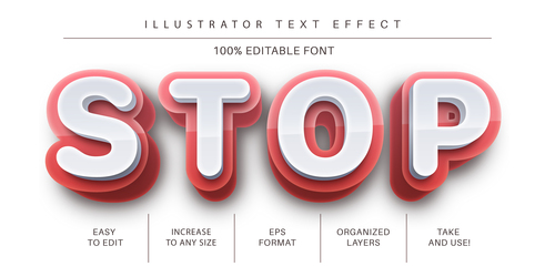 Editable stop font effect text vector
