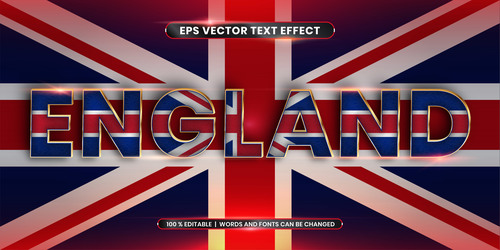 England editable font effect text vector