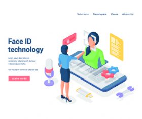 Face id technology banners vector