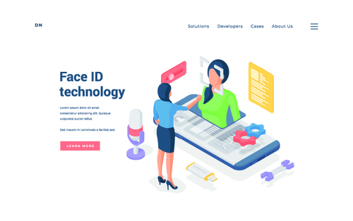 Face id technology banners vector