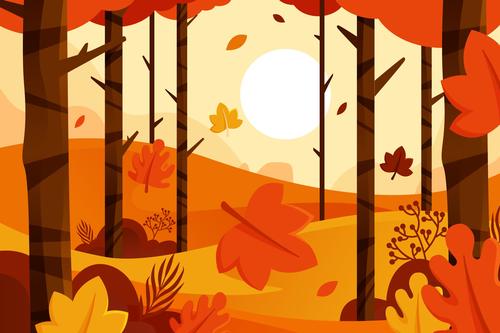 Fallen leaves autumn background vector