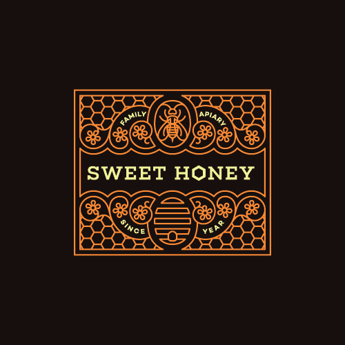 Family apiary honey vector label