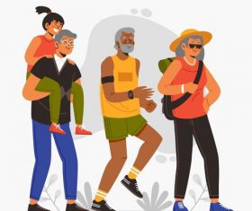 Family outdoor exercise vector