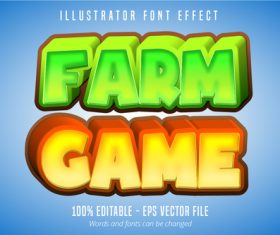 Farm game text editable vector