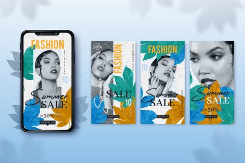 Fashion summer sale smartphone advertising cover vector