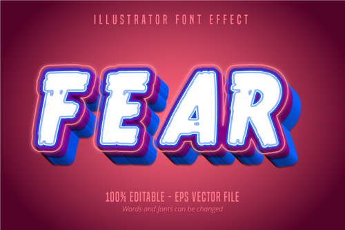 Fear text 3D editable font vector