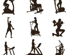 Female fitness exercise silhouette vector