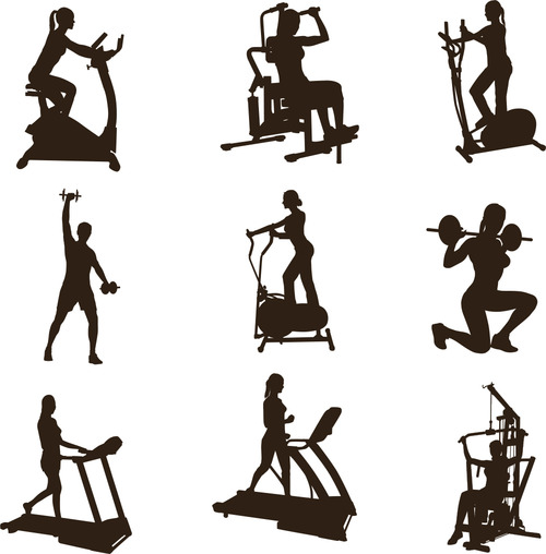 Female fitness exercise silhouette vector