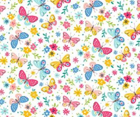 Flower background and butterfly pattern vector