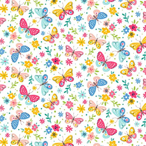 Flower background and butterfly pattern vector
