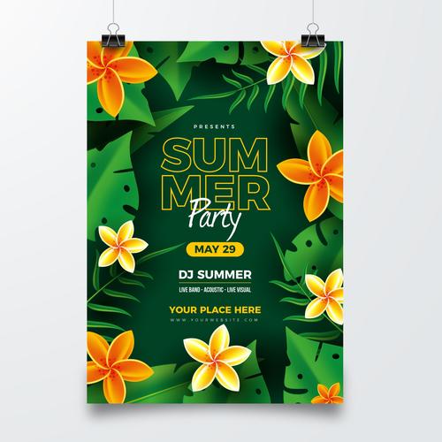 Flower cover party card vector