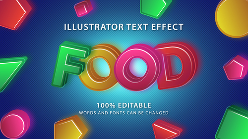 Food editable font effect text vector