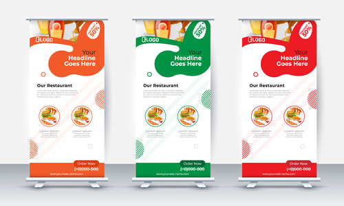 Food poster roll up banner vector