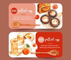 Food vouchers watercolor vector illustration poster