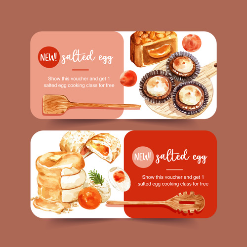 food-vouchers-watercolor-vector-illustration-poster-free-download