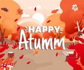 Forest autumn background vector