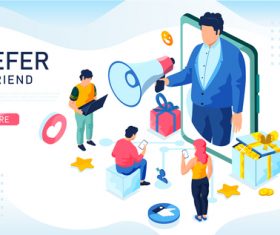 Friend refer Illustration isometric vector