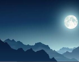 Full moon and mountains scenery vector