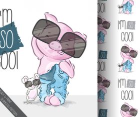 Funny cartoon animals background vector