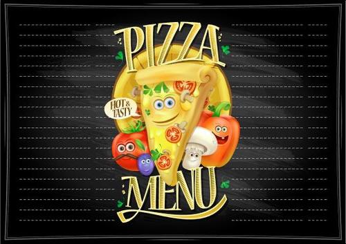 Funny pizza menu cartoon vector