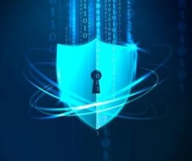 Futuristic lock shield protection vector