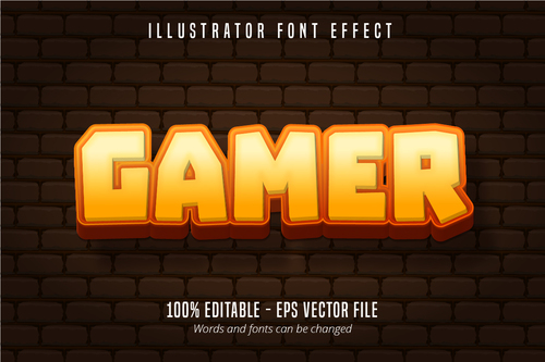 Gamer text 3D editable font vector