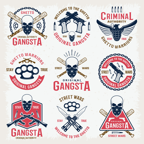 Gangsta emblems logos vector