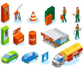 Gas station element card vector