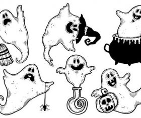 Ghost Halloween hand-painted vector