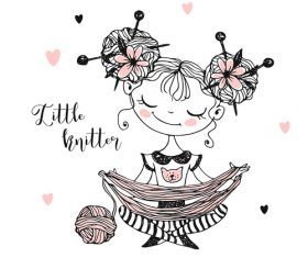 Girl who loves knitting vector