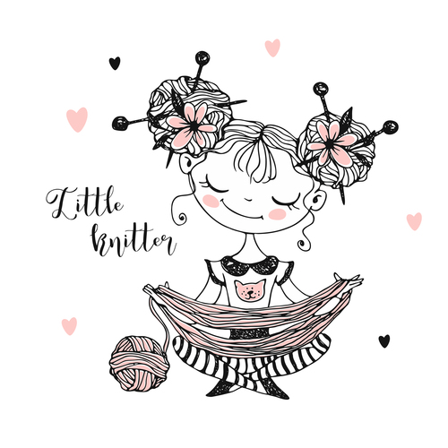 Download Girl who loves knitting vector free download