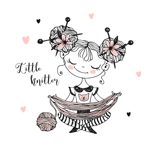 Girl who loves knitting vector