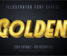 Glitch golden text effect vector