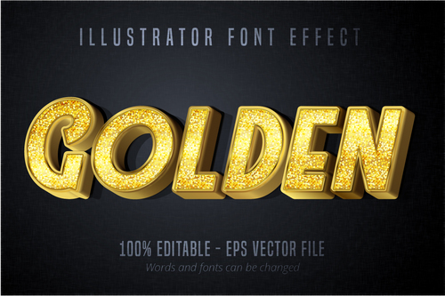 Glitch golden text effect vector