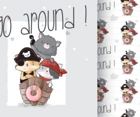 Go around cartoon animals background vector