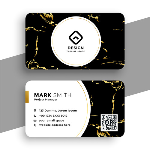 Golden line background business card design vector