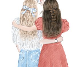 Good sisters selfie vector