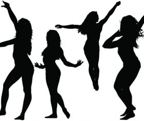 Graceful lines young woman silhouette vector