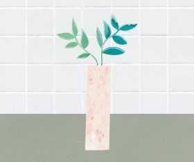 Green leaves in a vase vector