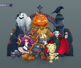 HD Halloween cartoon character pattern illustration vector